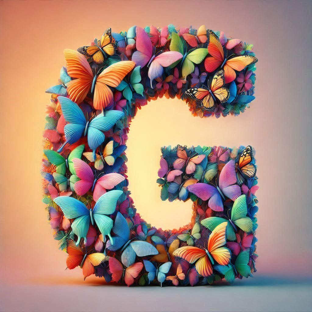 Butterfly wings — letter G