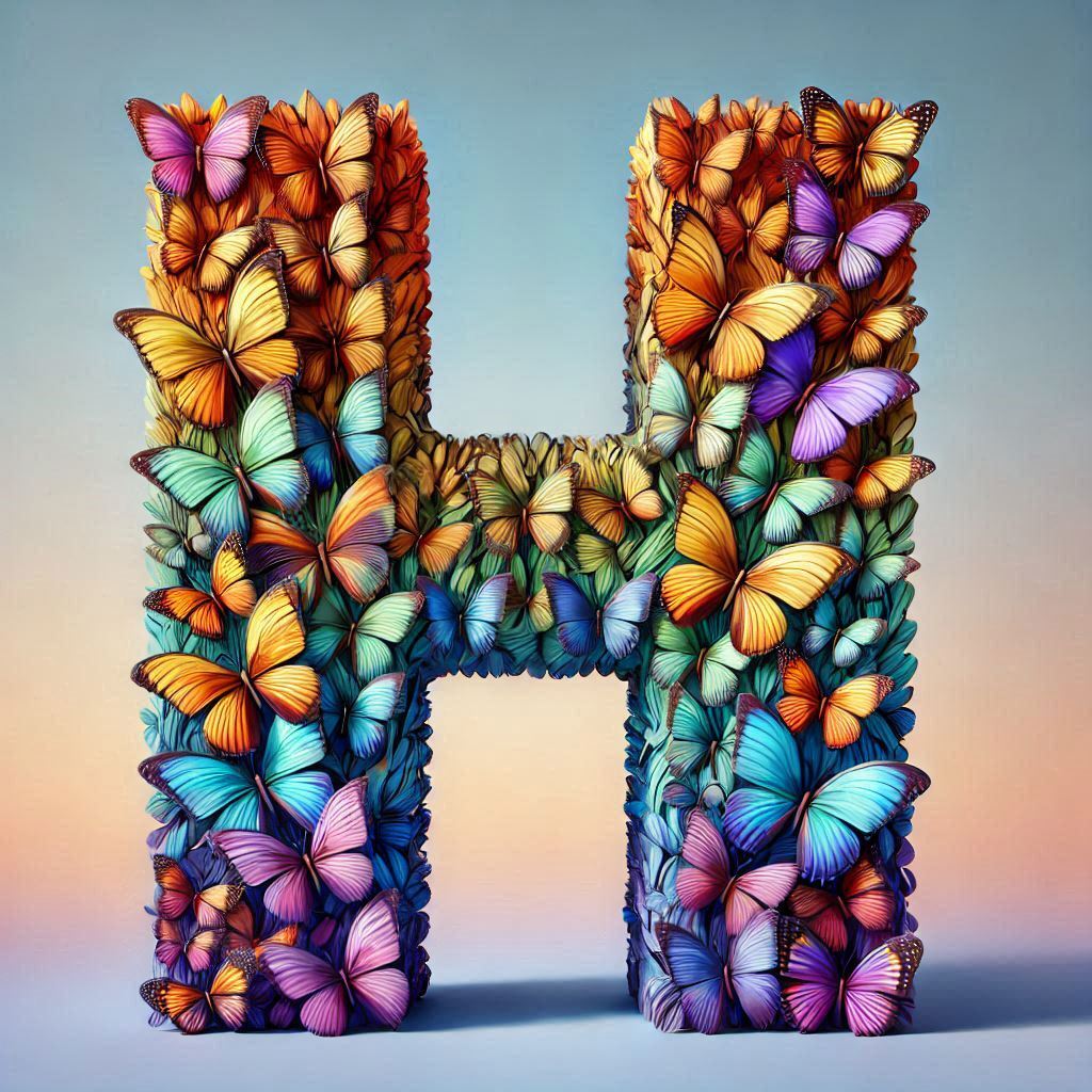 Butterfly wings — letter H