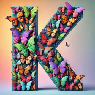 Butterfly wings — letter K (variant 2)