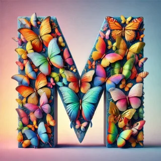 Butterfly wings — letter M