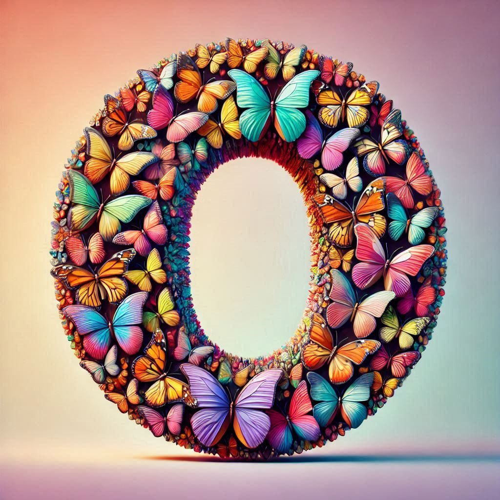 Butterfly wings — letter O
