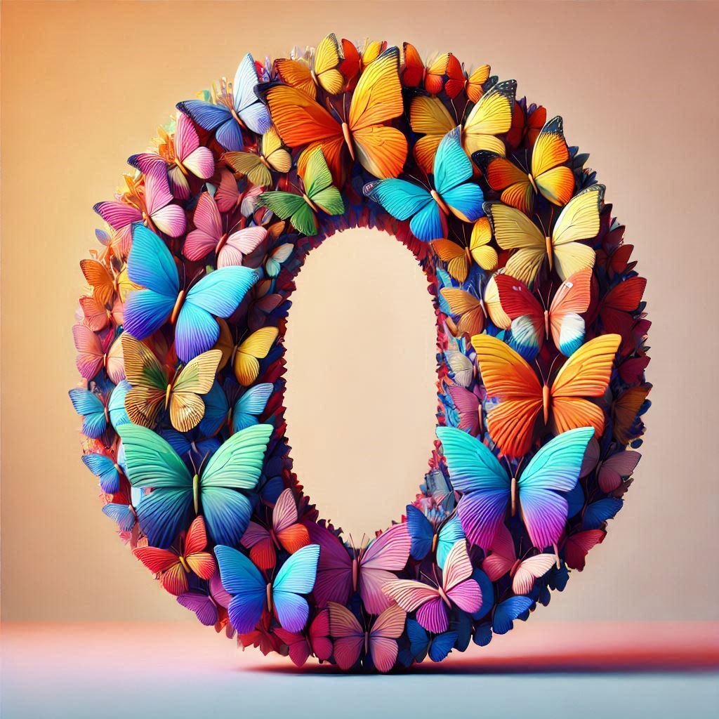 Butterfly wings — letter O (variant 2)