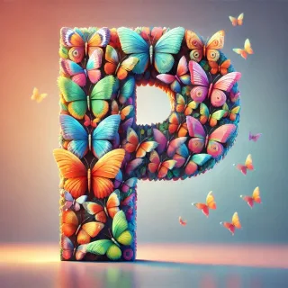 Butterfly wings — letter P (variant 2)
