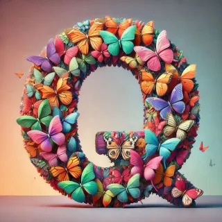 Butterfly wings — letter Q