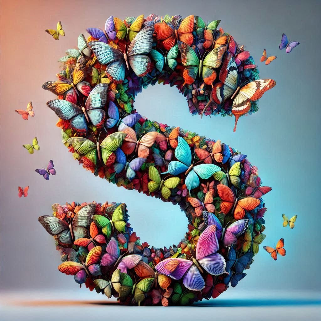 Butterfly wings — letter S (variant 2)