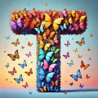 Butterfly wings — letter T (variant 2)