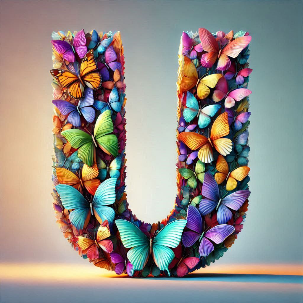 Butterfly wings — letter U (variant 2)