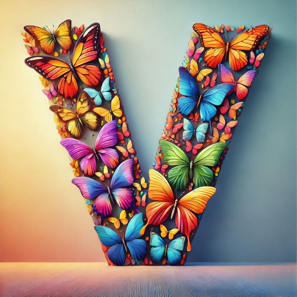 Butterfly wings — letter V