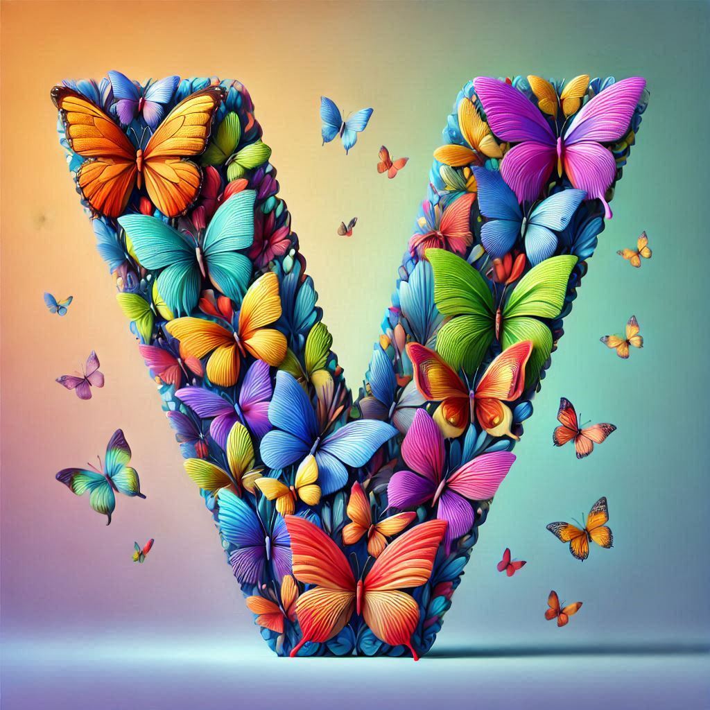 Butterfly wings — letter V (variant 2)