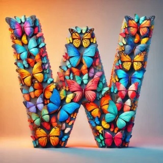 Butterfly wings — letter W