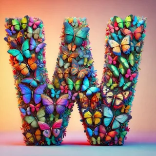 Butterfly wings — letter W (variant 2)
