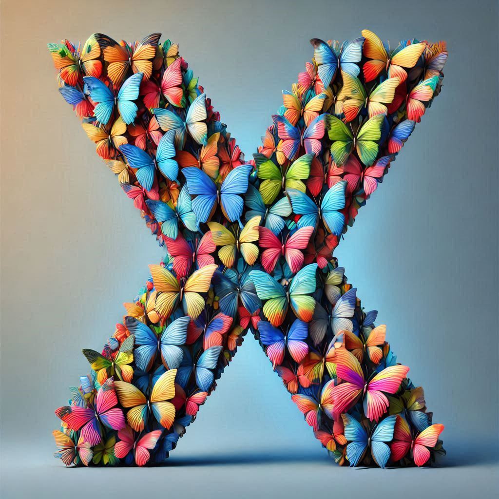 Butterfly wings — letter X (variant 2)