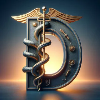 Caduceus — letter D (variant 2)