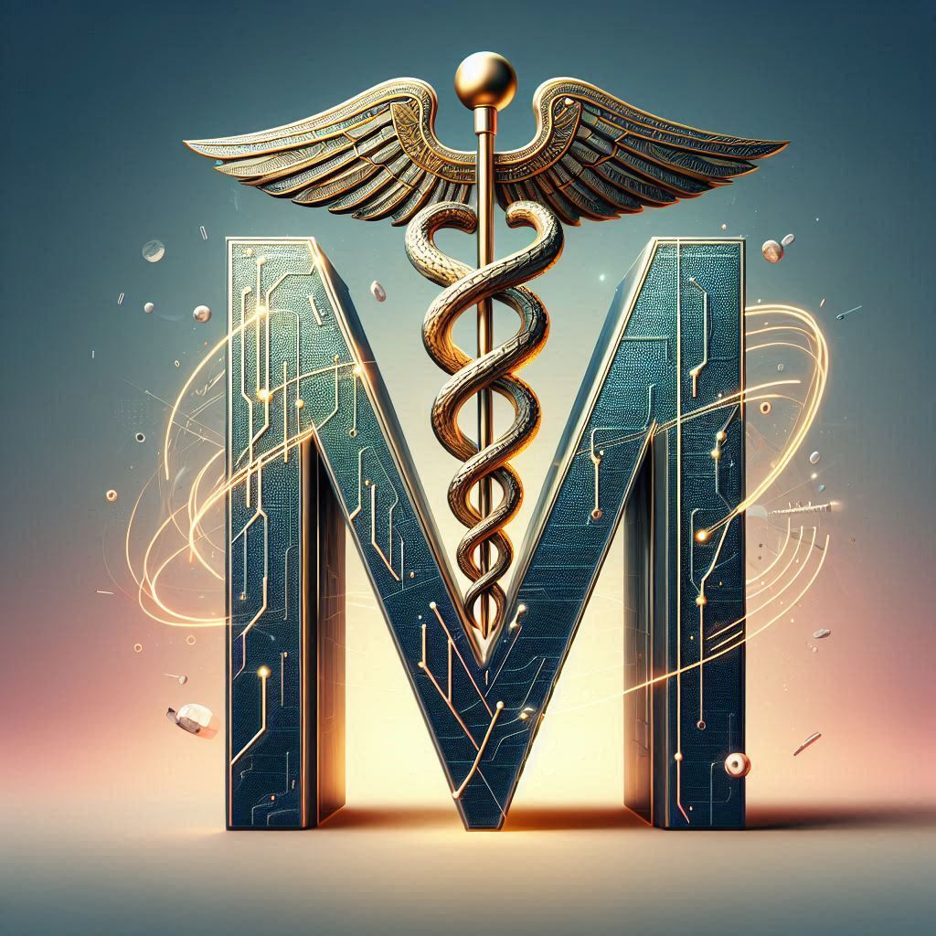 Caduceus — letter M (variant 2)