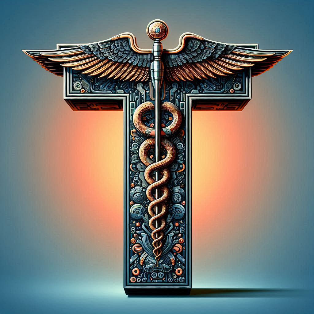 Caduceus — letter T (variant 2)