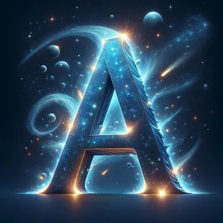Celestial glow — letter A (variant 2)