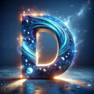 Celestial glow — letter D (variant 2)