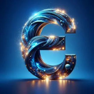 Celestial glow — letter E (variant 2)