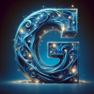 Celestial glow — letter G (variant 2)