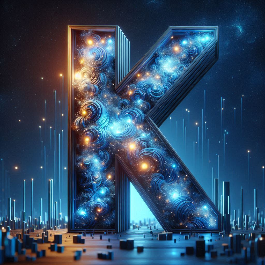Celestial glow — letter K (variant 2)
