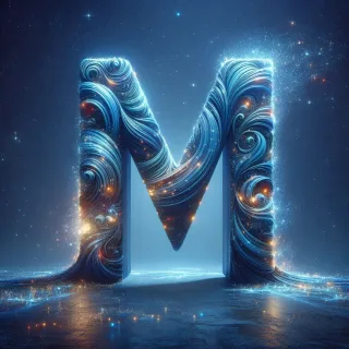 Celestial glow — letter M (variant 2)