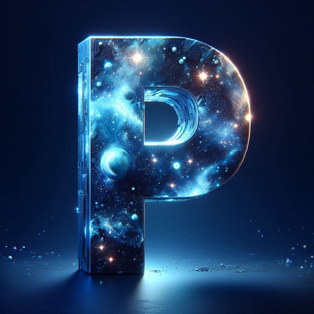 Celestial glow — letter P