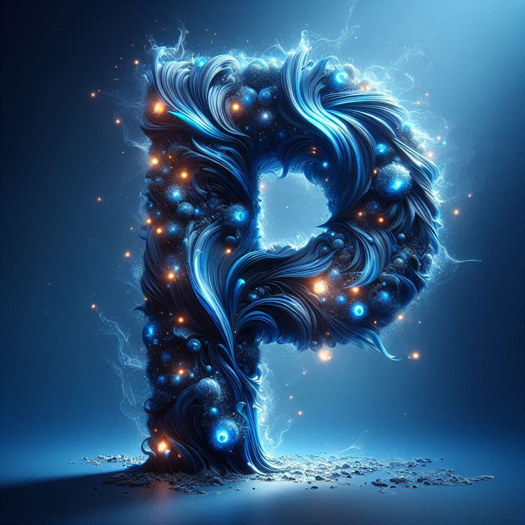 Celestial glow — letter P (variant 2)