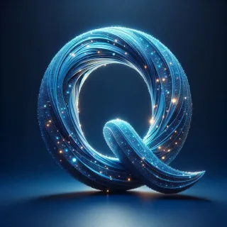 Celestial glow — letter Q (variant 2)