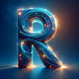 Celestial glow — letter R (variant 2)