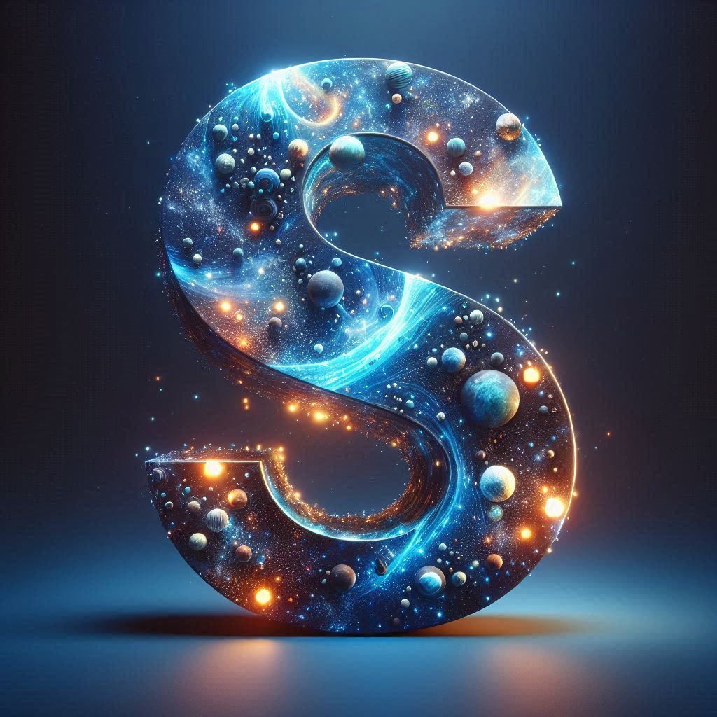 Celestial glow — letter S (variant 2)