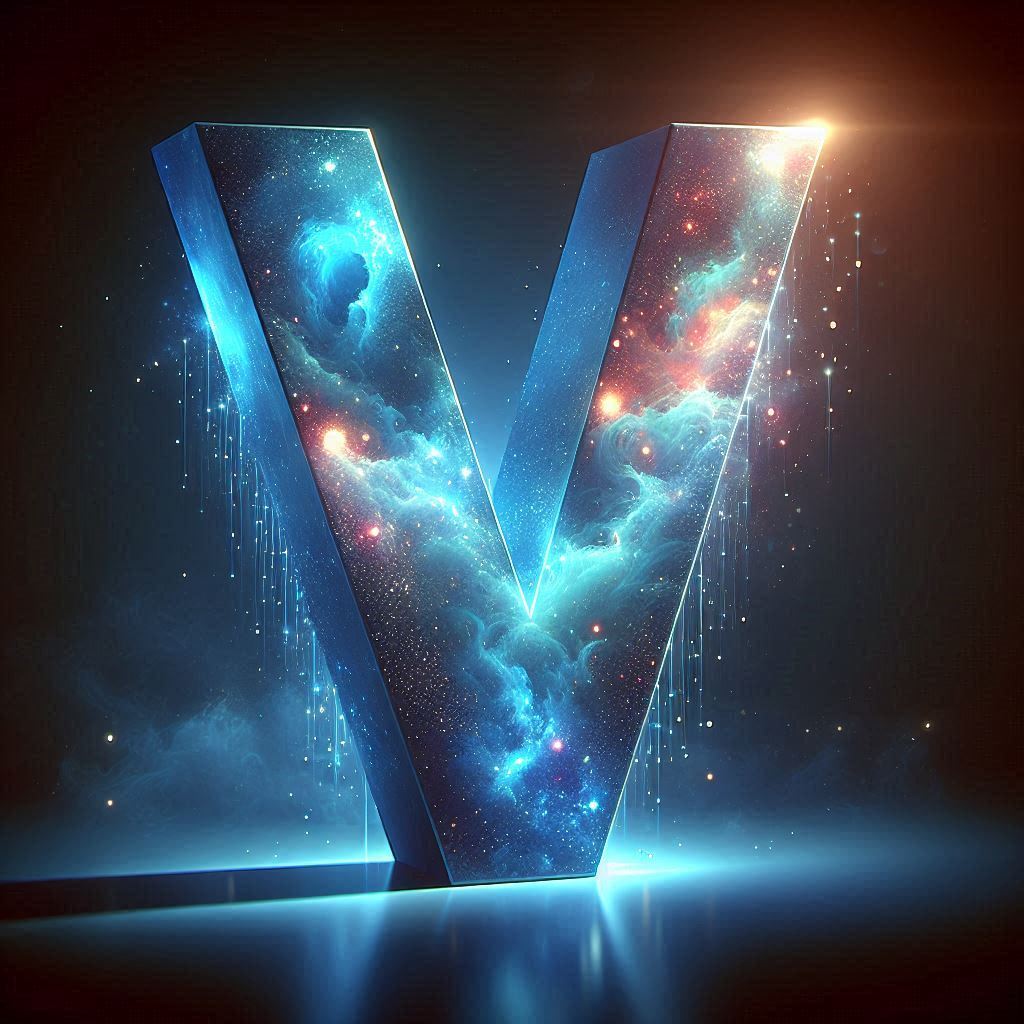 Celestial glow — letter V
