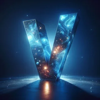 Celestial glow — letter V (variant 2)