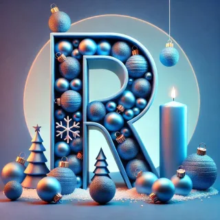Christmas balls 6 — letter R (variant 2)