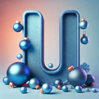 Christmas balls 6 — letter U (variant 2)
