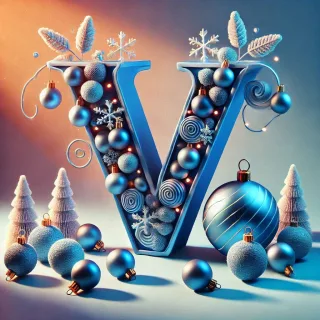 Christmas balls 6 — letter V (variant 2)