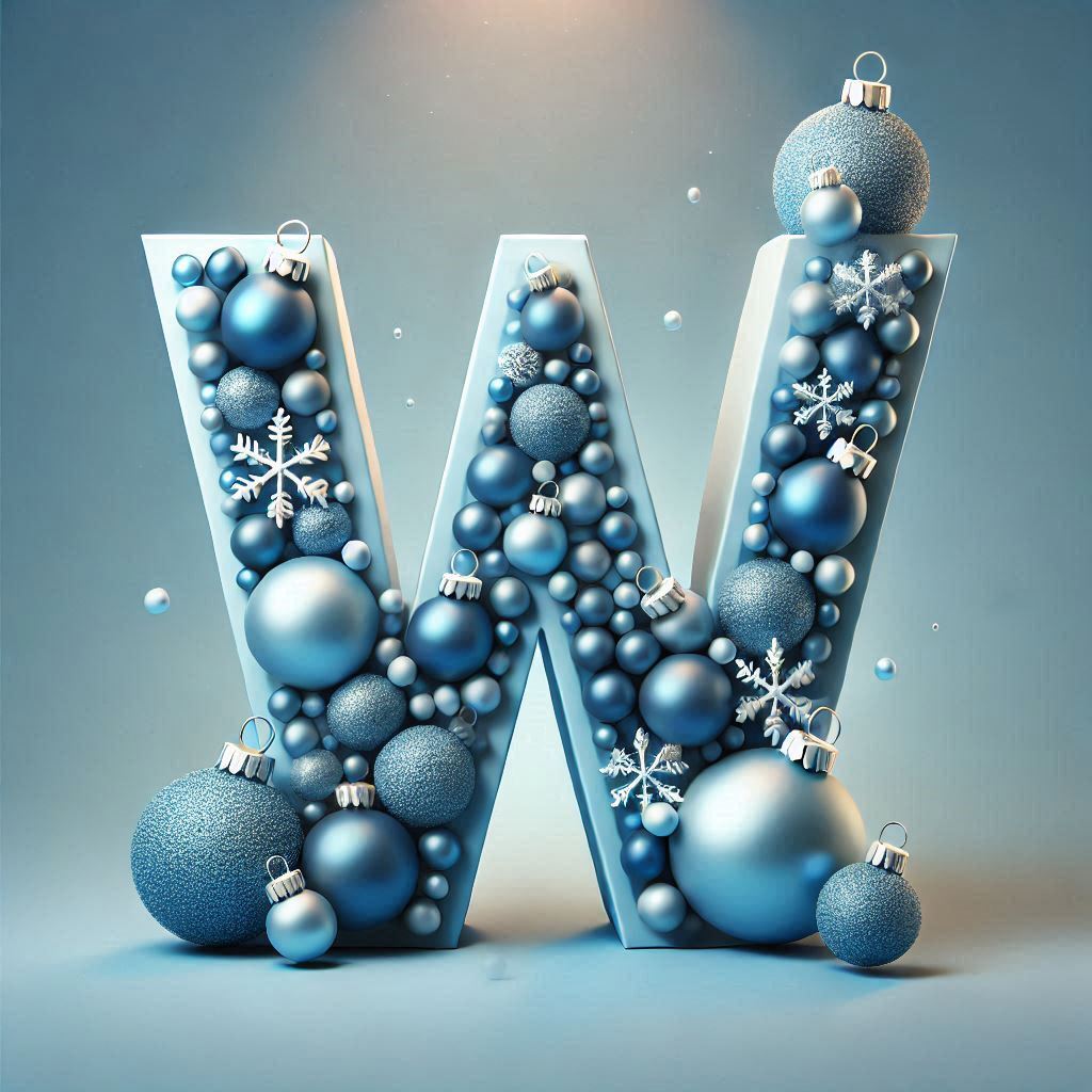 Christmas balls 6 — letter W (variant 2)