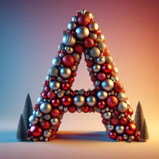 Christmas balls — letter A (variant 2)