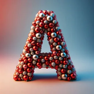 Christmas balls — letter A (variant 3)