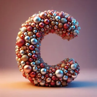 Christmas balls — letter C (variant 3)