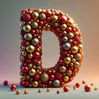 Christmas balls — letter D (variant 2)