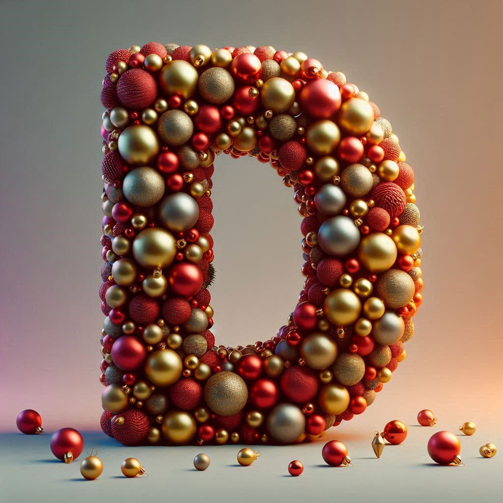 Christmas balls — letter D (variant 2)