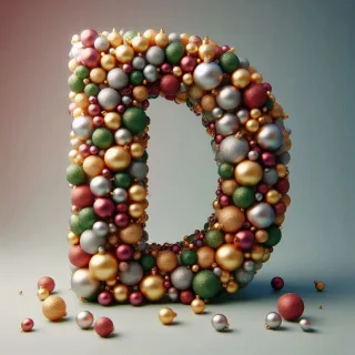 Christmas balls — letter D (variant 3)