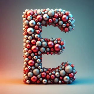 Christmas balls — letter E (variant 2)