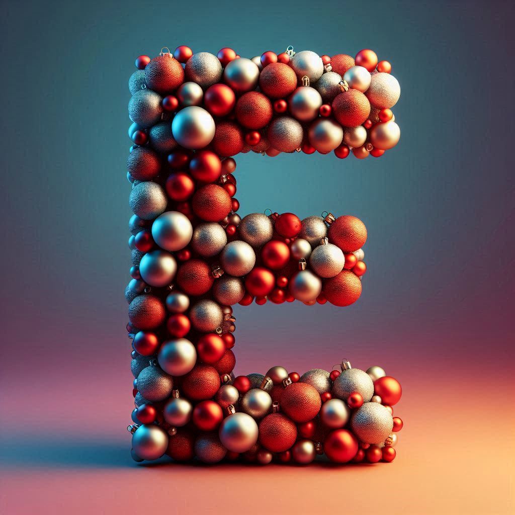 Christmas balls — letter E (variant 3)