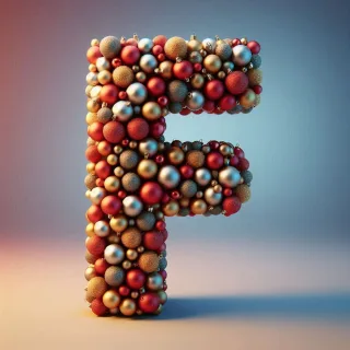 Christmas balls — letter F (variant 2)