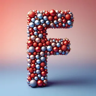 Christmas balls — letter F (variant 3)