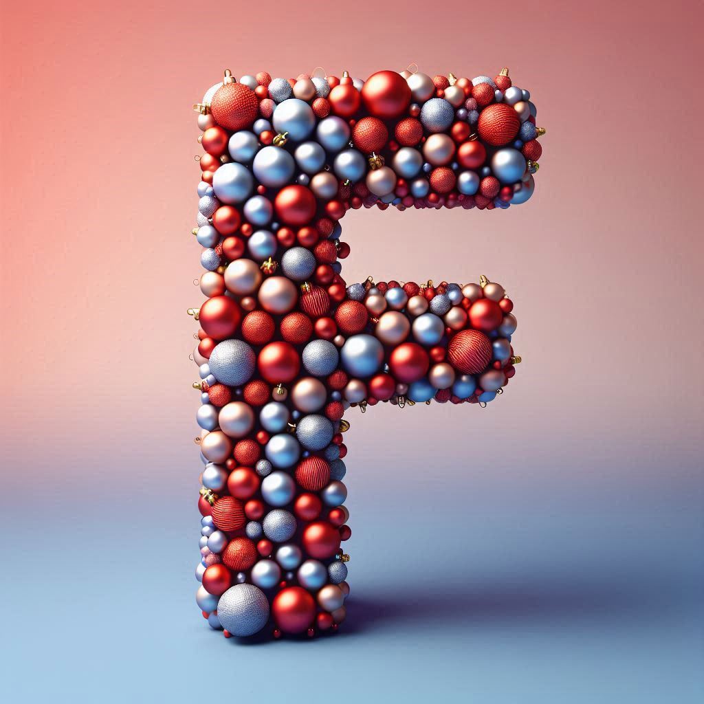 Christmas balls — letter F (variant 3)