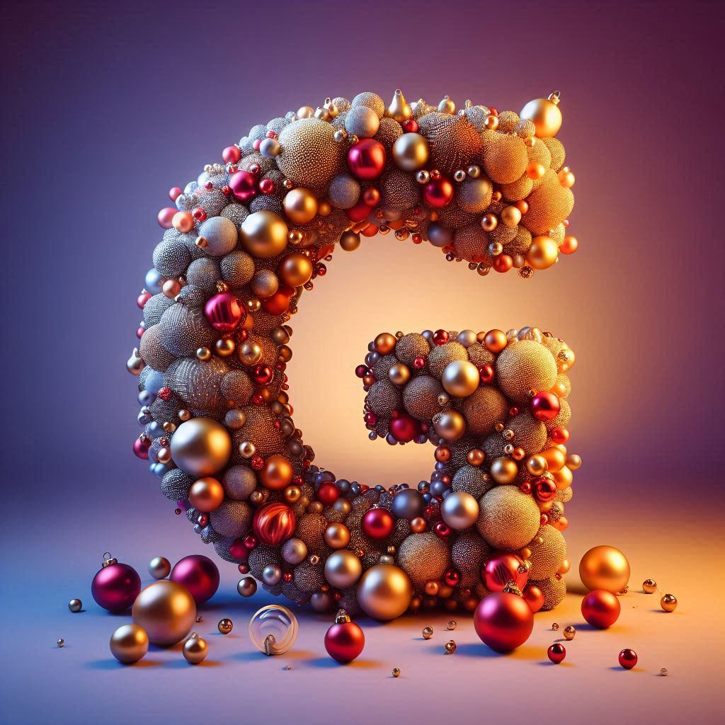 Christmas balls — letter G (variant 2)