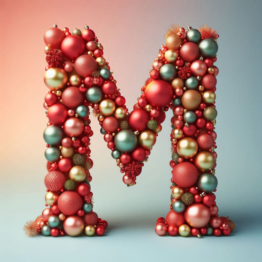 Christmas balls — letter M (variant 2)