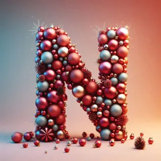 Christmas balls — letter N (variant 2)